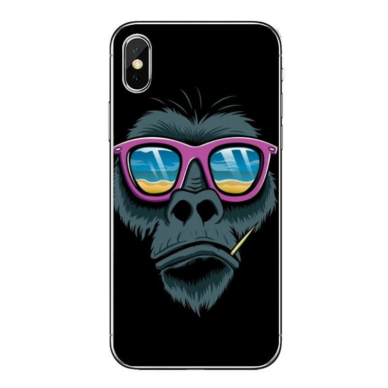 Силиконовый чехол для iPhone 12 11 Pro Max XS XR X 8 7 Plus 6 6S 5 5S SE 2020 мягкий с обезьяной гориллой