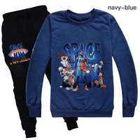 2021 kids space jam2 anime toddler boy clothes autumn cotton long sleeve t shirtpants cosplay costume girls tops pants set2 16y