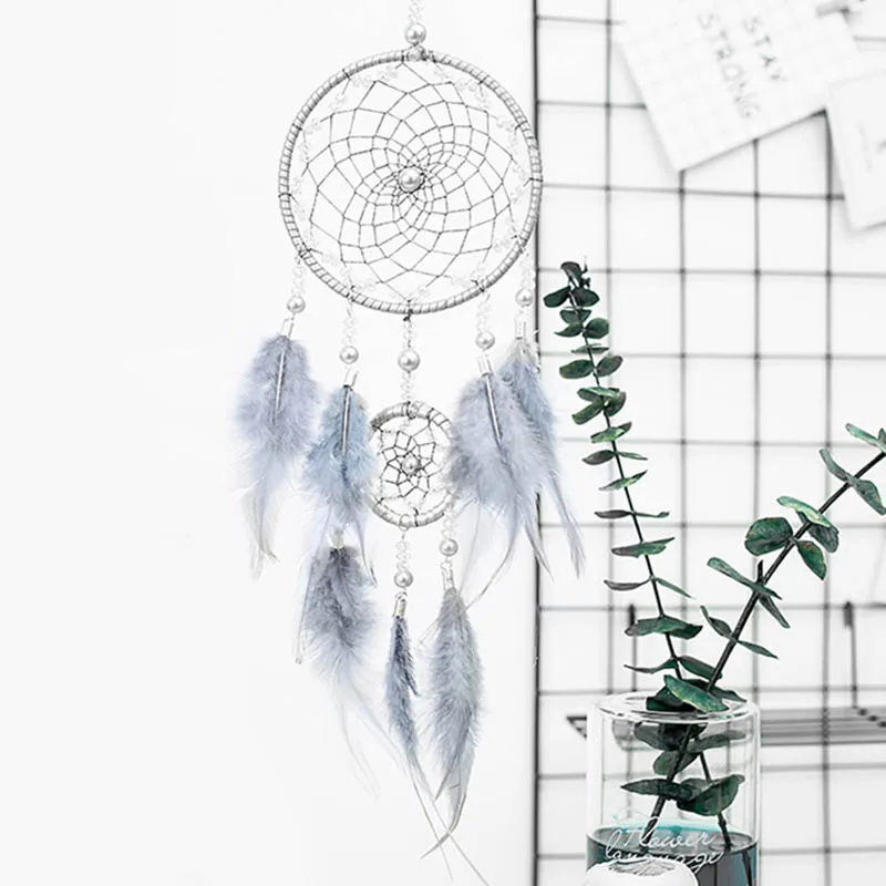 

Новинка Оригинальное серебристо-серое кольцо Ловец снов 2 кольца индийское перо подвесные художественные подарки для друзей творческие по...