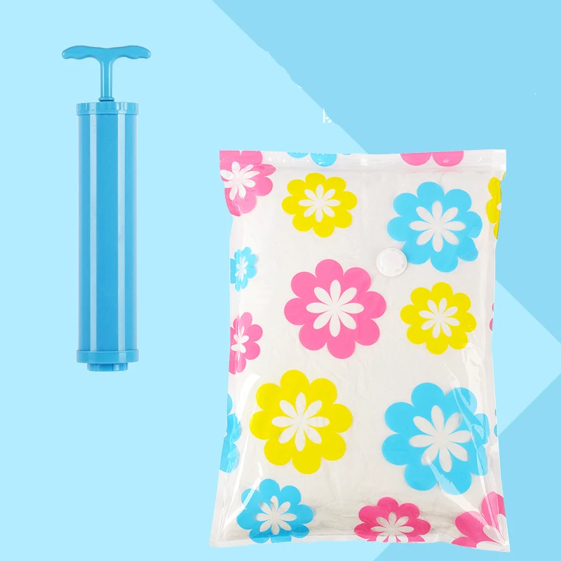 Вакуумная упаковочная вакуумная сумка для хранения с ручным насосом одежды