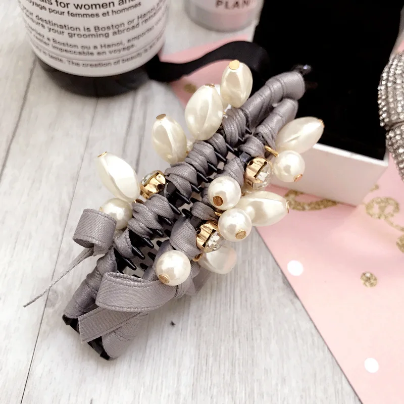 Девушка хвост банан клип Роза Стразы для женщин модный головной убор тонкие