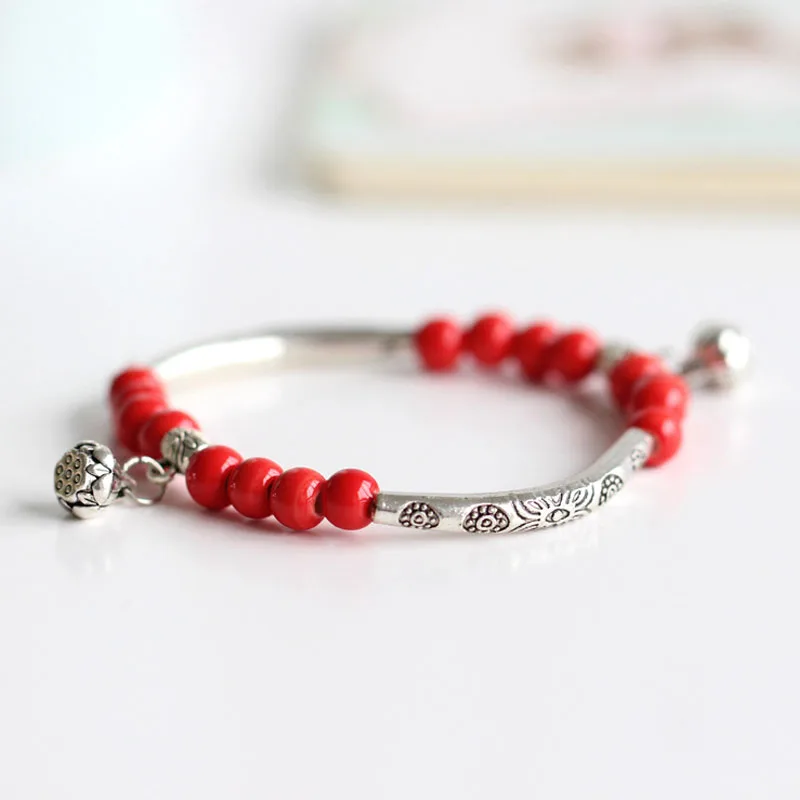 

Fashion Sweet Ethnic Style Bracelets Personality Minimalist Ceramic Beads Bracelet Women Party Banquet Statement Jewelry Gift