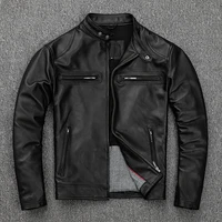 autumn real men bomber aviator jackets slim sheepskin genuine leather long sleeve zippers motorcycle biker short coats