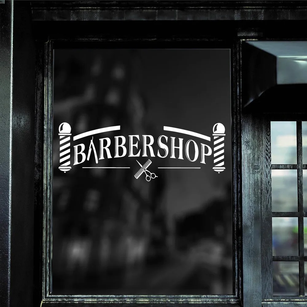 

Modern Decor Barber Shop Sign Wall Sticker Vinyl Hairstylist Tool Hair Salon Window Decals Removable Murals Wallpaper