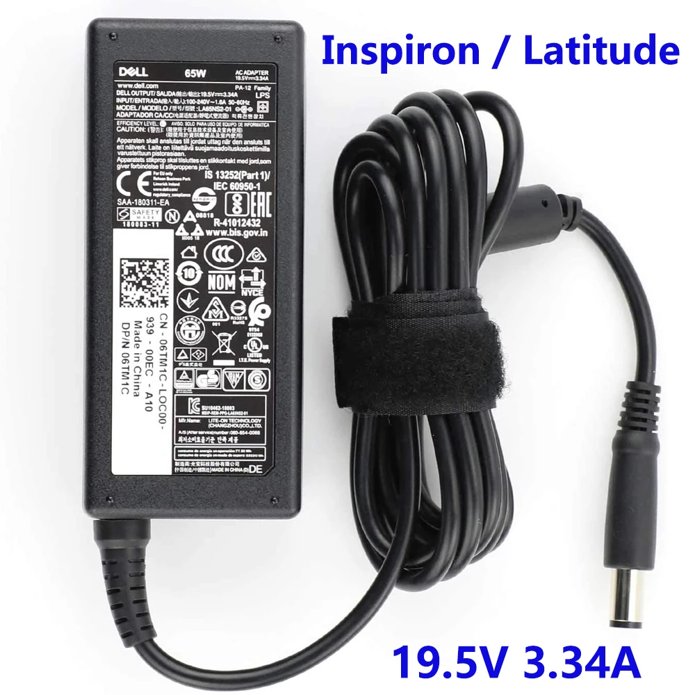 Charger For Dell Latitude 13 3340 3350 3380 7380 Latitude 14 3480 5480 5490 7480 7490 19.5v 3.34a 65w Power Supply