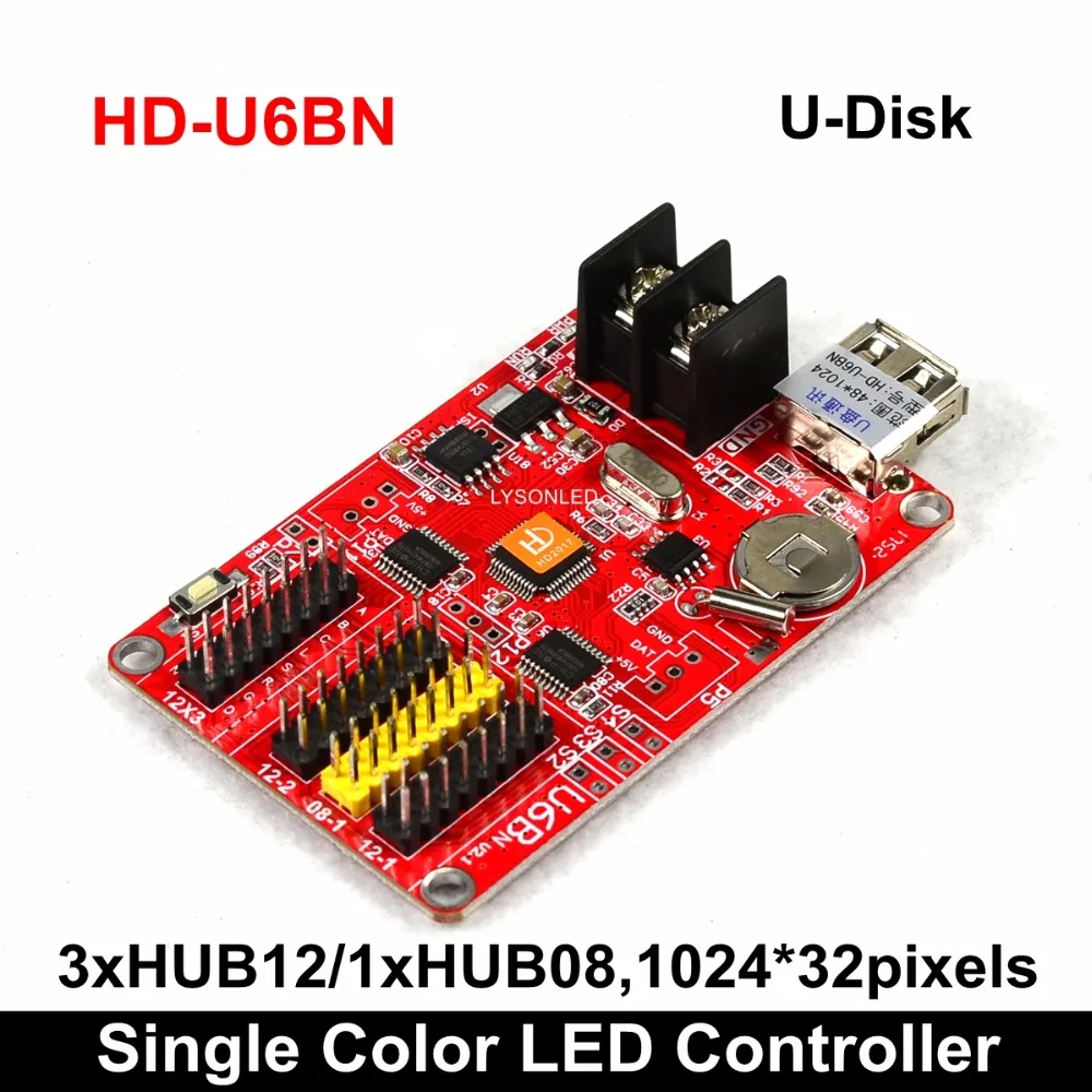 5 pcs/lot HD-U6BN USB-Disk Huidu LED Sign Control Card P10 Single Color Controller