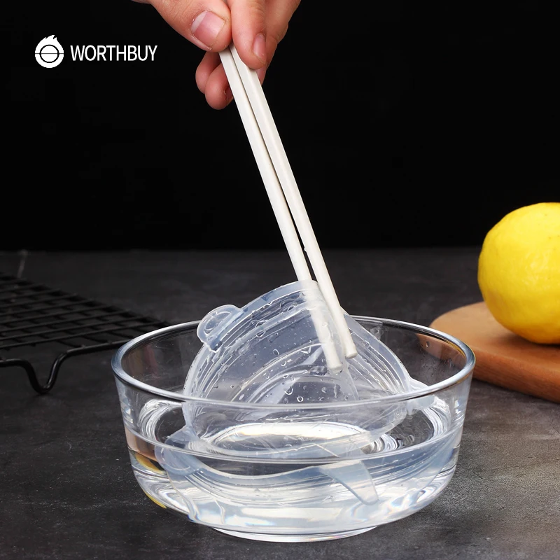 

WORTHBUY 6 Pcs/Set Food Silicone Cover Cap Universal Silicone Lids For Cookware Bowl Reusable Stretch Lids Kitchen Accessories