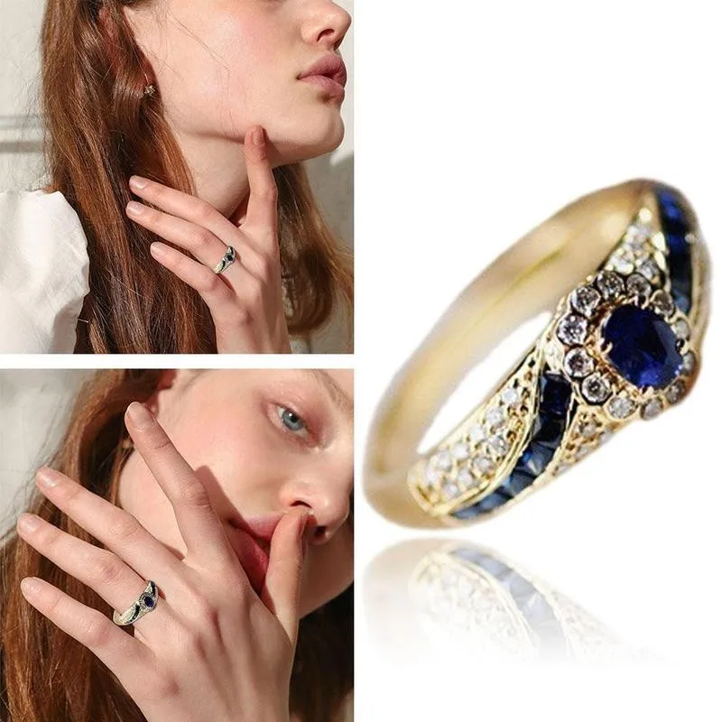 5 # разъемная застежка молния 11 микро набор кольцо с голубым Цирконом 14k золото