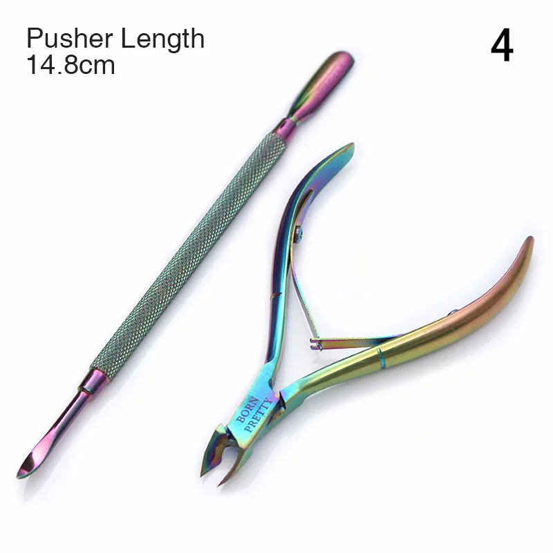 Cuticle Set 3 Ногтей кутикулы Pusher Нержавеющая сталь Радуга для снятия Clipper Нипер ножницами Вилы Маникюр Титан педикюр Дизайн ногтей Макияж инструмент - Цвет: Cuticle Set 3