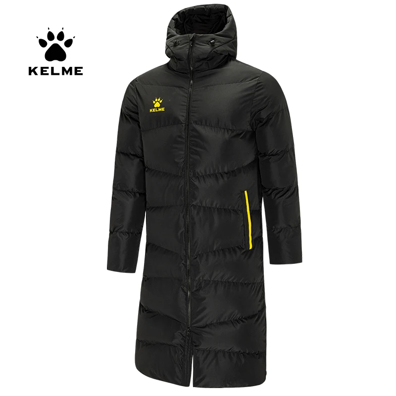 Мужская спортивная куртка KELME длинное зимнее пальто с капюшоном ветрозащитное