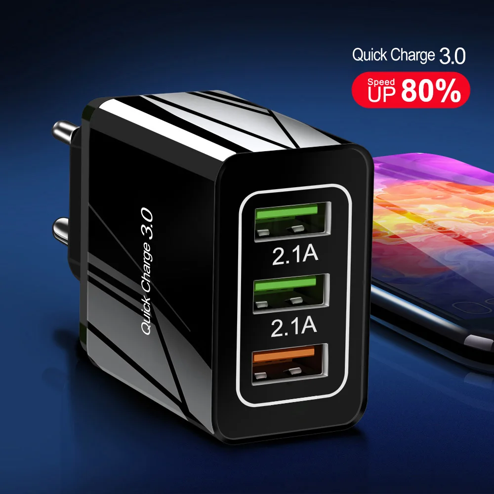 Быстрое зарядное устройство QC 3 0 18 Вт USB-порта для iphone 7 8 XR MAX iPad Samsung S8 Huawei Xiaomi