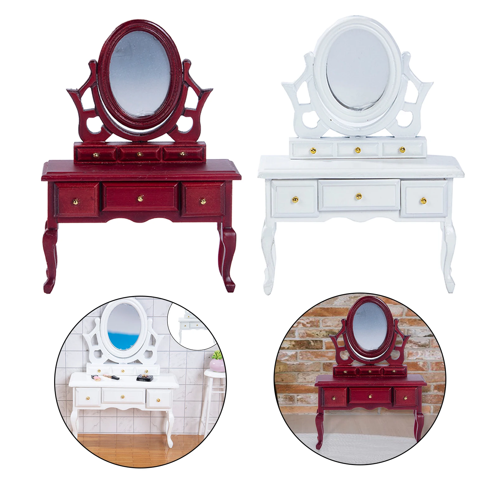 

Масштаб 1:12, деревянный кукольный домик, миниатюрная модель туалетного столика, игрушка для дома, детские куклы, украшения для аквариума, укр...