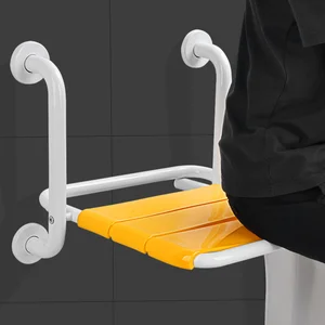 Bathroom Wall Hanging Shower Folding Chair Barrier Free Armrest Bath Stool Safety Anti Slip Folding Seat Bathroom Furniture