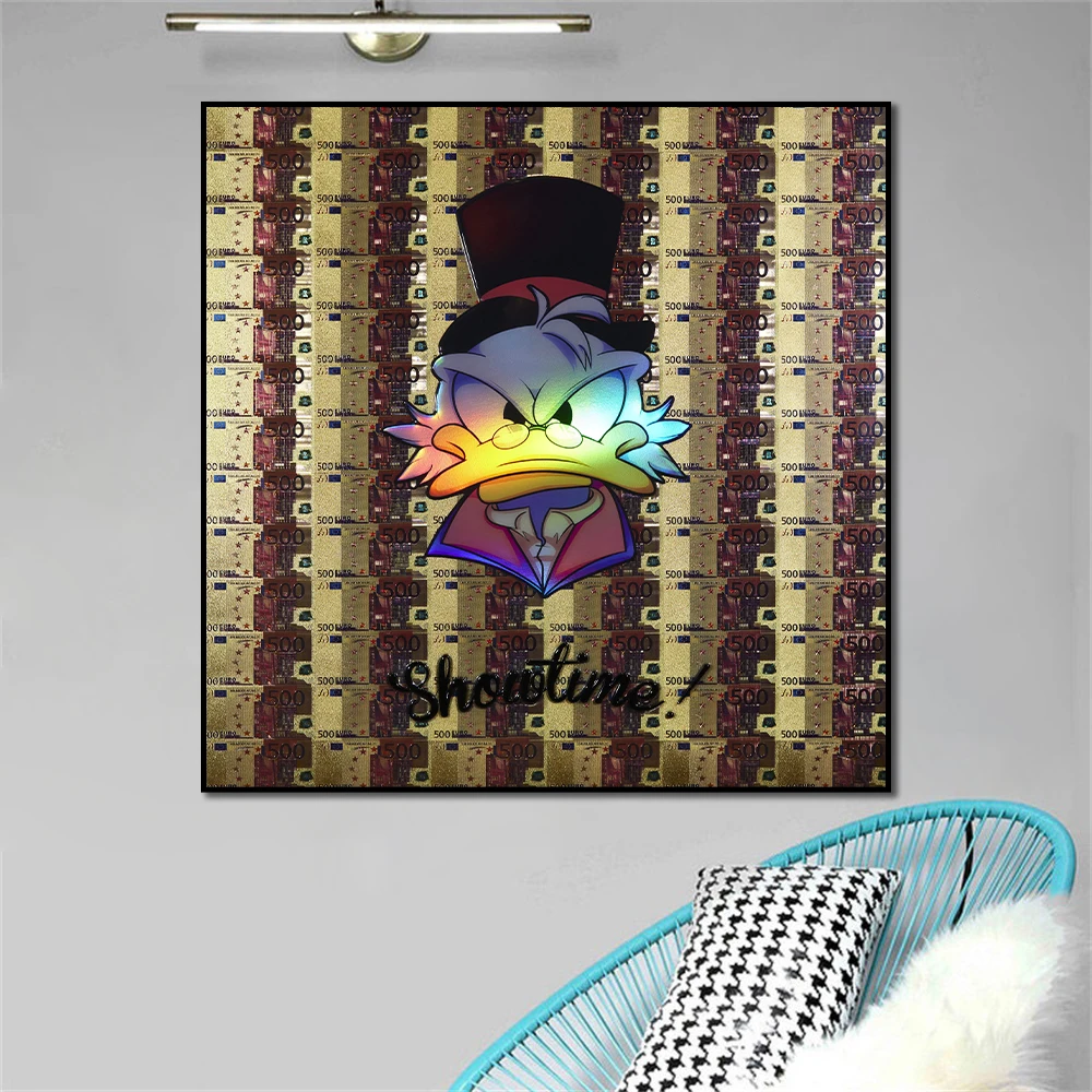 Мультяшные постеры Disney Дональд Дак показать мне деньги Абстрактная Картина на