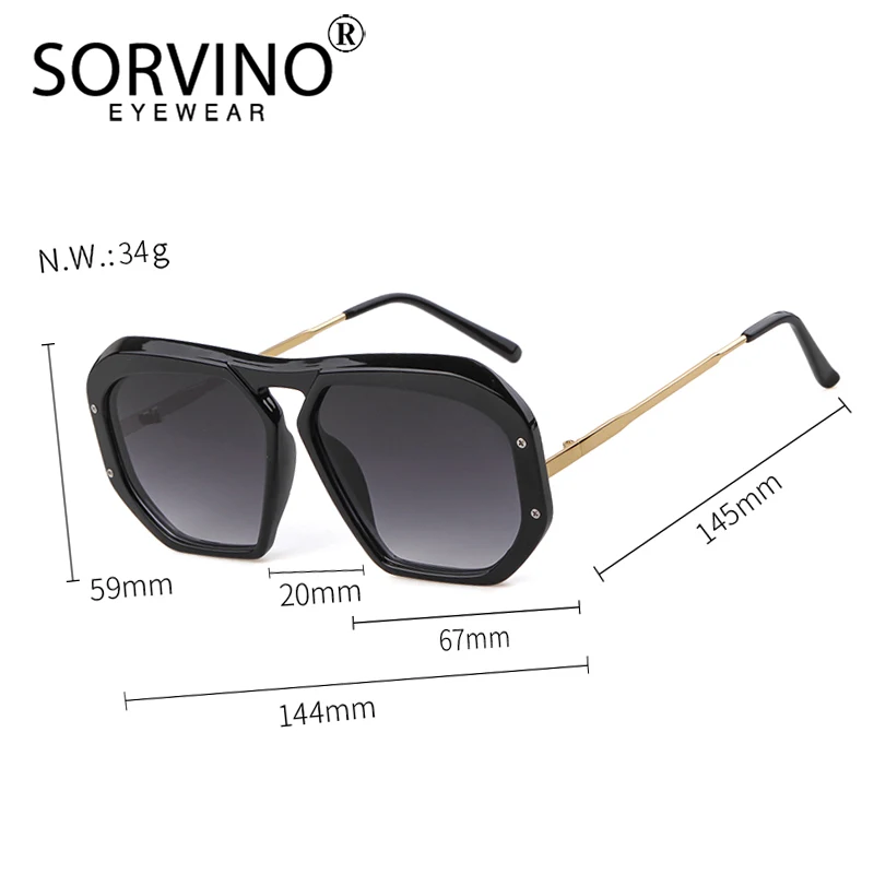 Мужские и женские большие очки авиаторы SORVINO дизайнерские солнцезащитные в стиле
