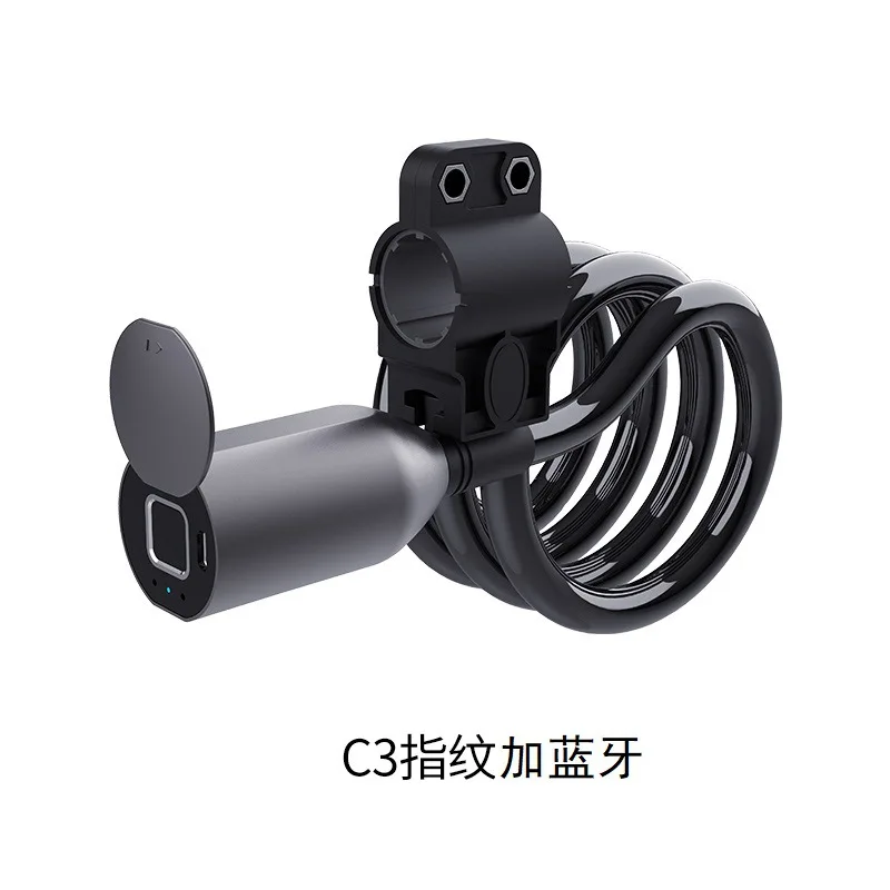 

Fingerprint lock anti-theft chain lock mountain bike bicycle lock portable bicycle black steel rope lock bicycle accessories