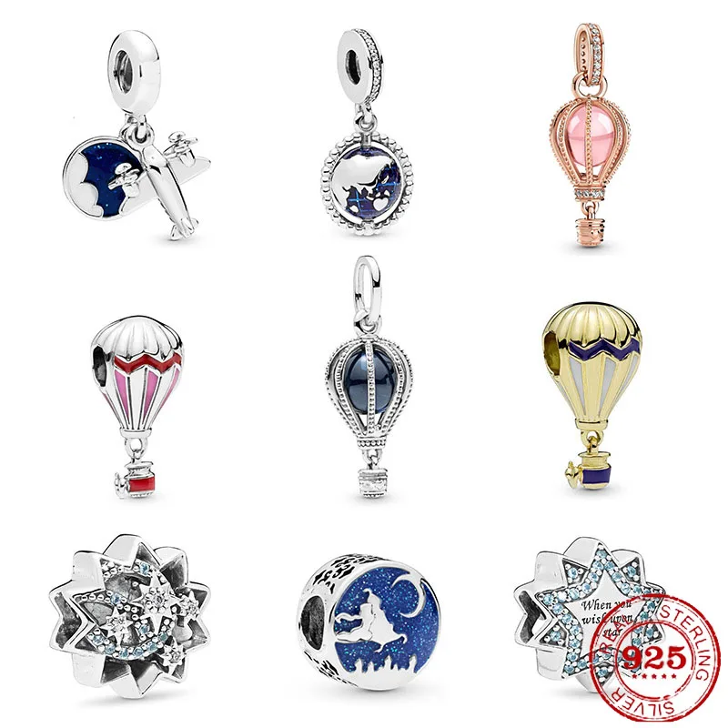 

925 sterling silver travel around the world pendant DIY fine beads fit original Pandora charm bracelet ladies jewelry