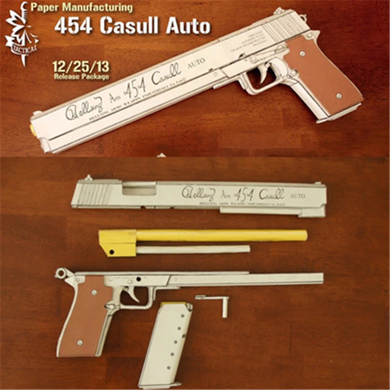 

1:1 масштаб 454 Casull автоматическая модель пистолета, бумажная игрушка для рукоделия, 3D бумажная карточка, военная модель, игрушки ручной работ...