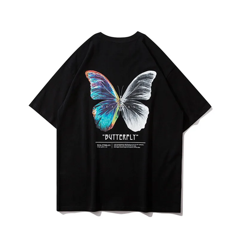 

Limiguyue Butterfly Print Short Sleeve Tshirt Women Fashion Tees Shirts 100% Cotton Harajuku Casual Summer Tops Streetwear K1964