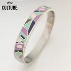 1,0 см ширина новый дизайн женский браслет из нержавеющей стали с эмалью винтажные модные ювелирные изделия