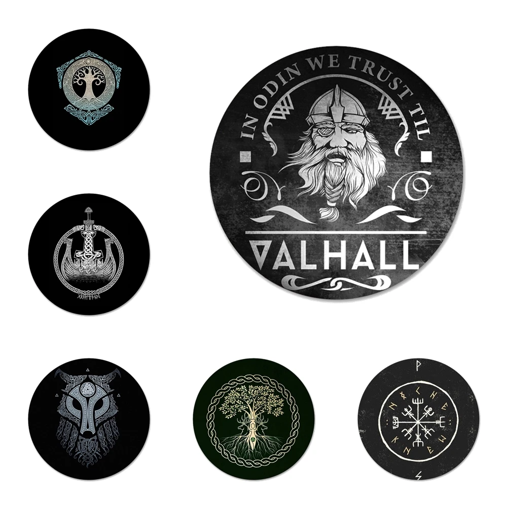 

Viking Vegvisir Odin Nordic Icons Pins Badge Decoration Brooches Metal Badges For Clothes Backpack Decoration