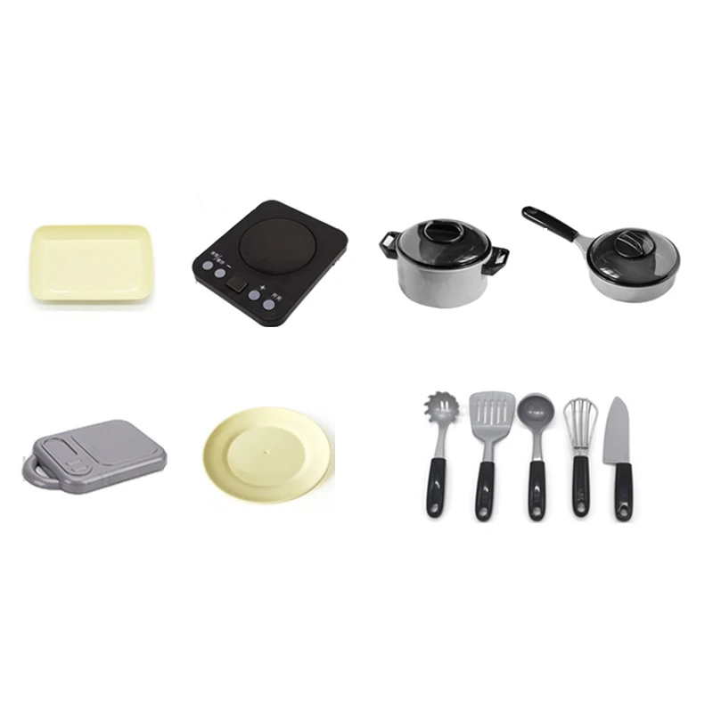 

14PCS Children Cooking Toys Play Battery Stove Kitchen Pretend Toy Set Simulation Food Pots and Dishes Cookware
