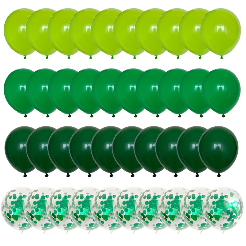 40pcs Green Balloons Set Metallic Confetti Balloon Jungle Safari Animal Birthday Party Decorations Kids Boy Baby Shower Favors | Дом и сад