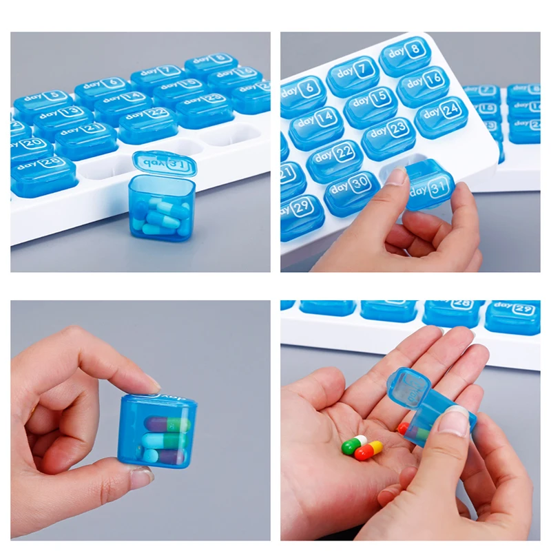 

31 Slots Medicine Pill Box Vitamins Organizer Case Pill-Dispenser Tablet Container Travel Storage Casket