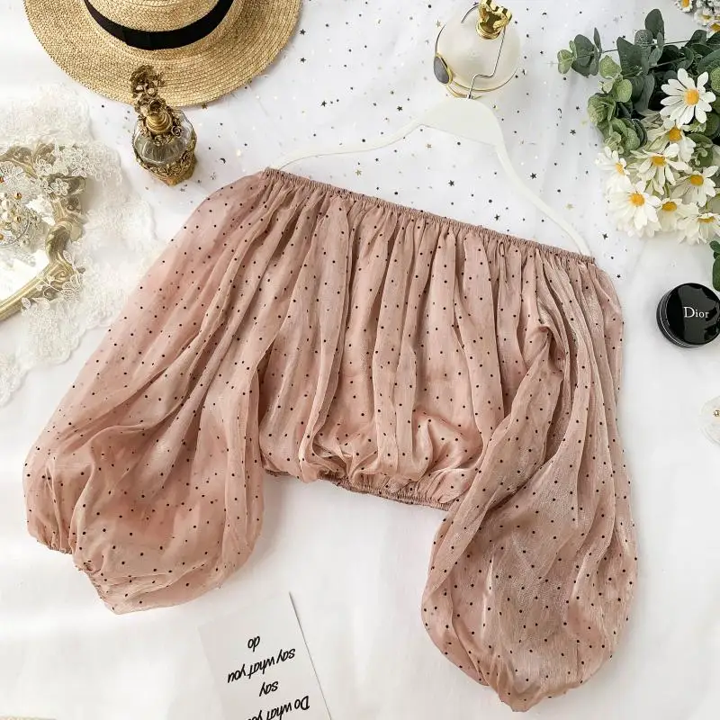 2019 Новая модная женская блузка с вырезом лодочкой футболка пышными рукавами