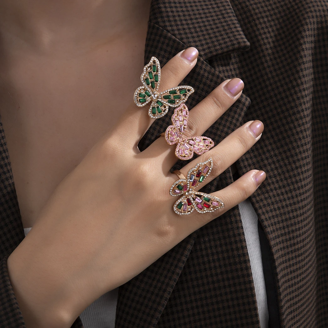 Кольца с бабочкой из высококачественного циркона для женщин роскошные ювелирные