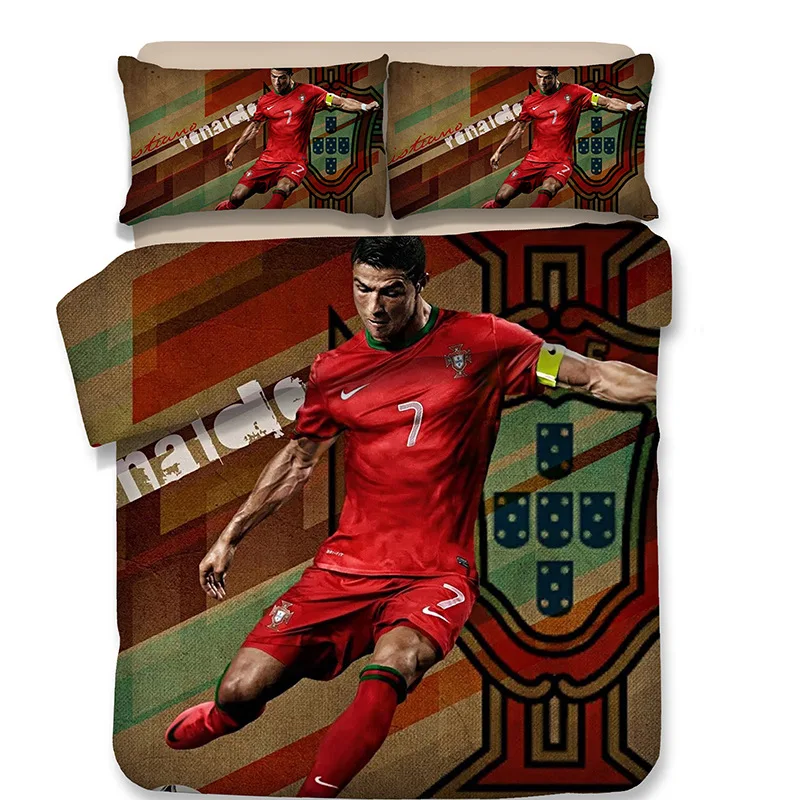 Ronaldo Звезда футбола, 3 предмета, пододеяльник, простыня, набор пододеяльников, набор постельного белья с 3D принтом, набор постельного белья для близнецов, королевы, королевского размера - Цвет: Ronaldo