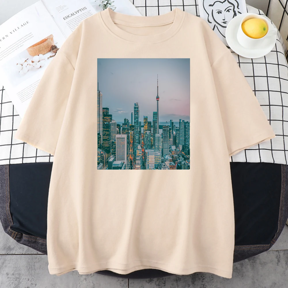 

Toronto Ontario Print Women T Shirts Summer High Quality T-shirtanime Cotton Harajuku T Shirt Casual Oversize T-shirt For Woman
