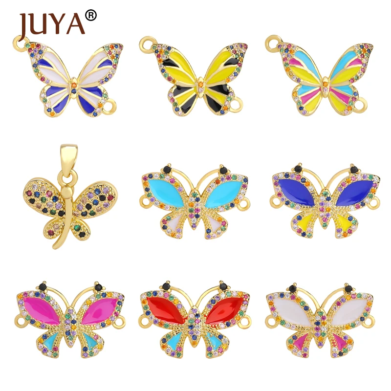 

JUYA Copper Charm Colorful Butterflies Connectors Necklace Pendant Connectors for Women Bracelets Jewelry Making Supplies