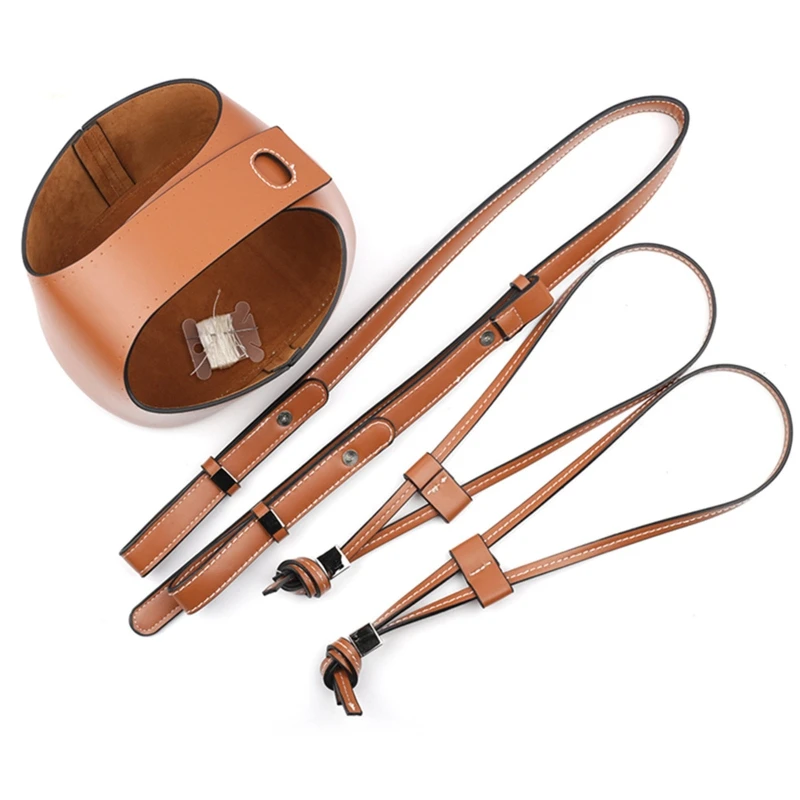 

PU Leather Bag Bottom Shoulder Strap Woven Bucket Bags Set Handbag DIY Accessori LX9F