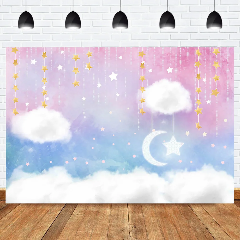 

Photography Backdrop Newborn Baby Shower Background Twinkle Twinkle Star Children Portrait Backdrops Photoshoot Rainbow Cloud