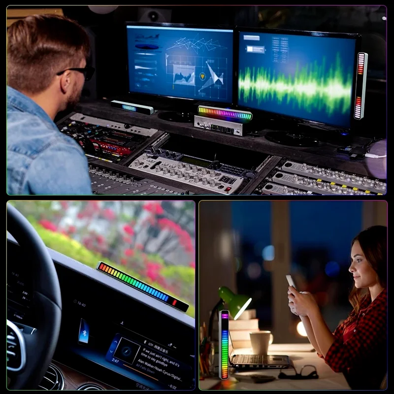 

32LED RGB Music Sound Control Light Bar Rhythm Rhythm Light PC Desktop Setting Backlit Car Ambient Light Support APP Operation