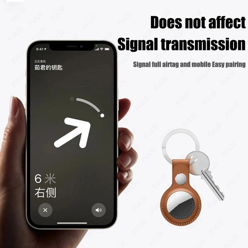 

For Apple AirTags Leather Protective Case with Key ring Anti-scratch Portable Accessories leather Protector Cover For Air Tags