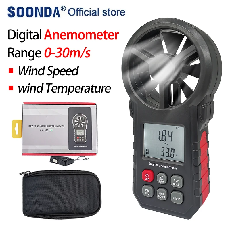 Digital Anemometer Anemometro Smart Wind Speed Meter Wind Temperature Meter Wind Tester Measuring Instrument Wind Chill Tips