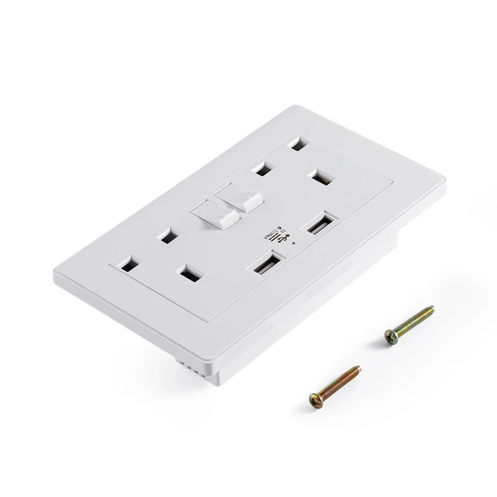 Одиночный/двойной AC 110V 250V UK розетка 2 USB 5VDC 2100mA зарядное устройство Выключатель