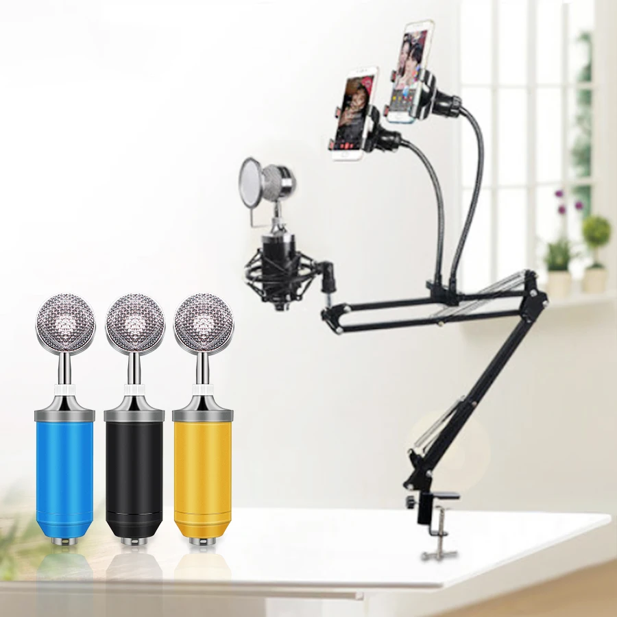 

BM-8000 комплект конденсаторного проводного микрофона 3,5 мм, записывающий Студийный микрофон с V8 звуковой картой, поп-фильтр для KTV, караоке, ко...