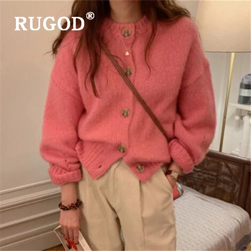RUGOD Sweet Knitted Cardigan O-neck Kawaii Sweater Womens Sweaters 2019 Winter Tops For Women Knitwear Fashion Cute |