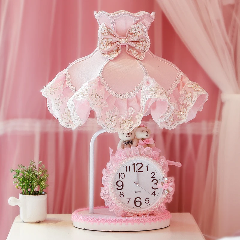 Настольные лампы с часами для девушек светодиодные современные светильники из