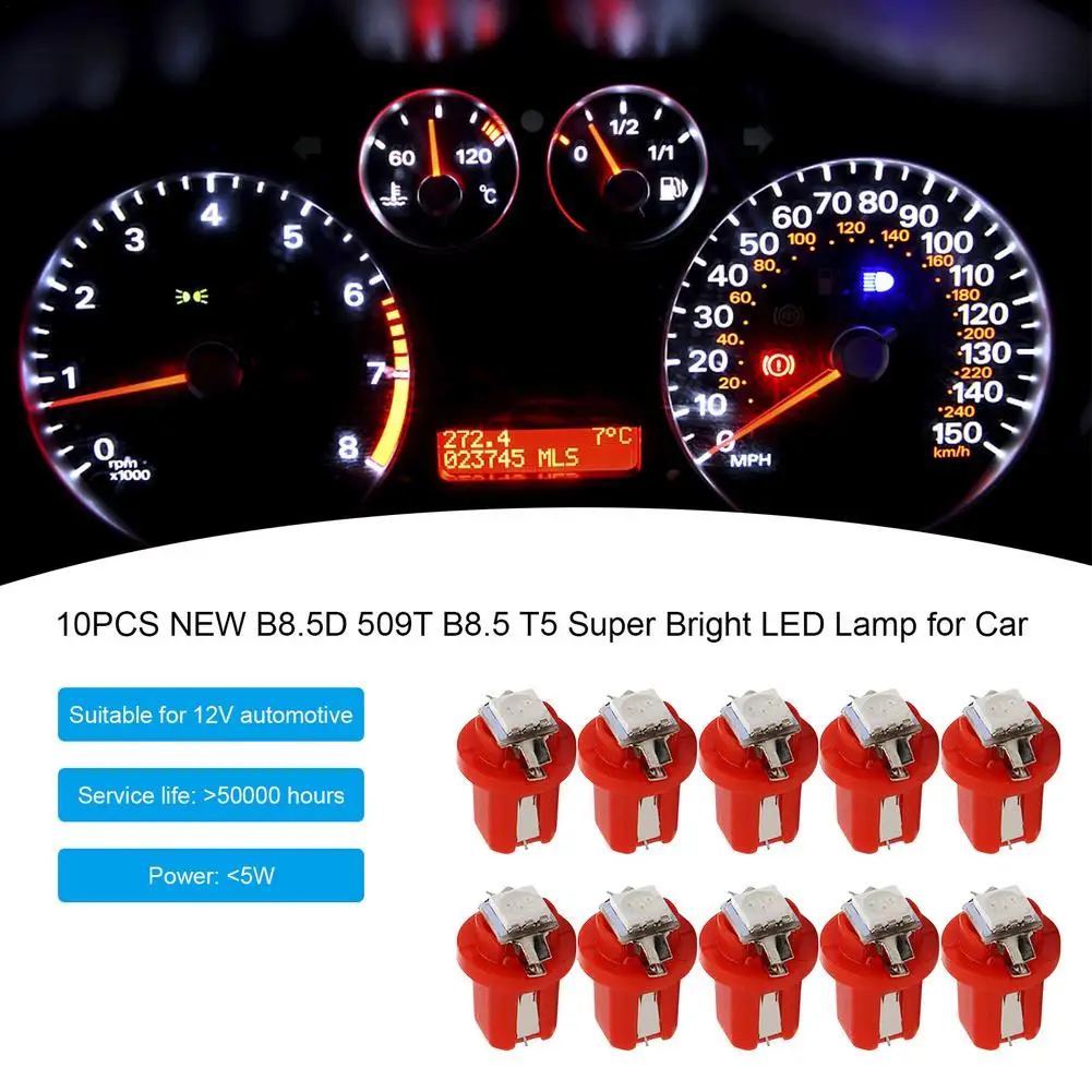 

10 шт. 12 В B8.5D 509T B8.5 T5 Автомобильная панель приборной панели с автоматическим кластерным измерителем приборной панели Светодиодная лампа осв...
