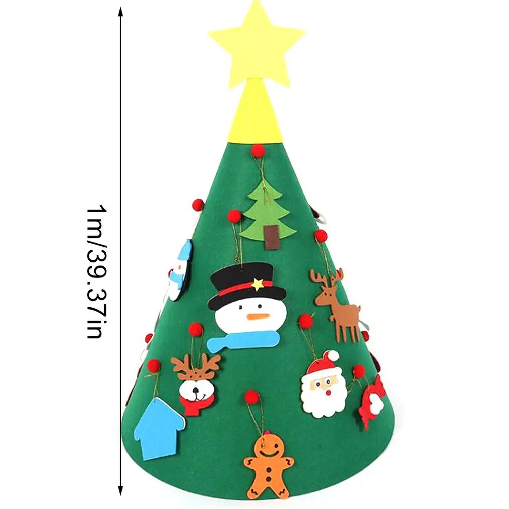 

Children Diy Christmas Tree Handmade Felt Cloth Christmas Tree 3D Drum Felt Christmas Tree Smooth Cutting