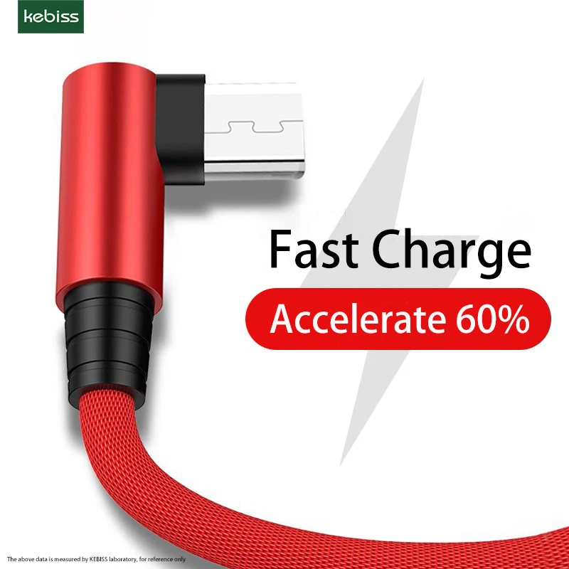USB Micro кабель 3A 90 градусов Угловой для передачи данных зарядное устройство шнур
