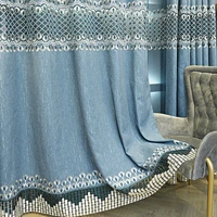 european style thick chenille embroidery curtains for living dining room bedroom