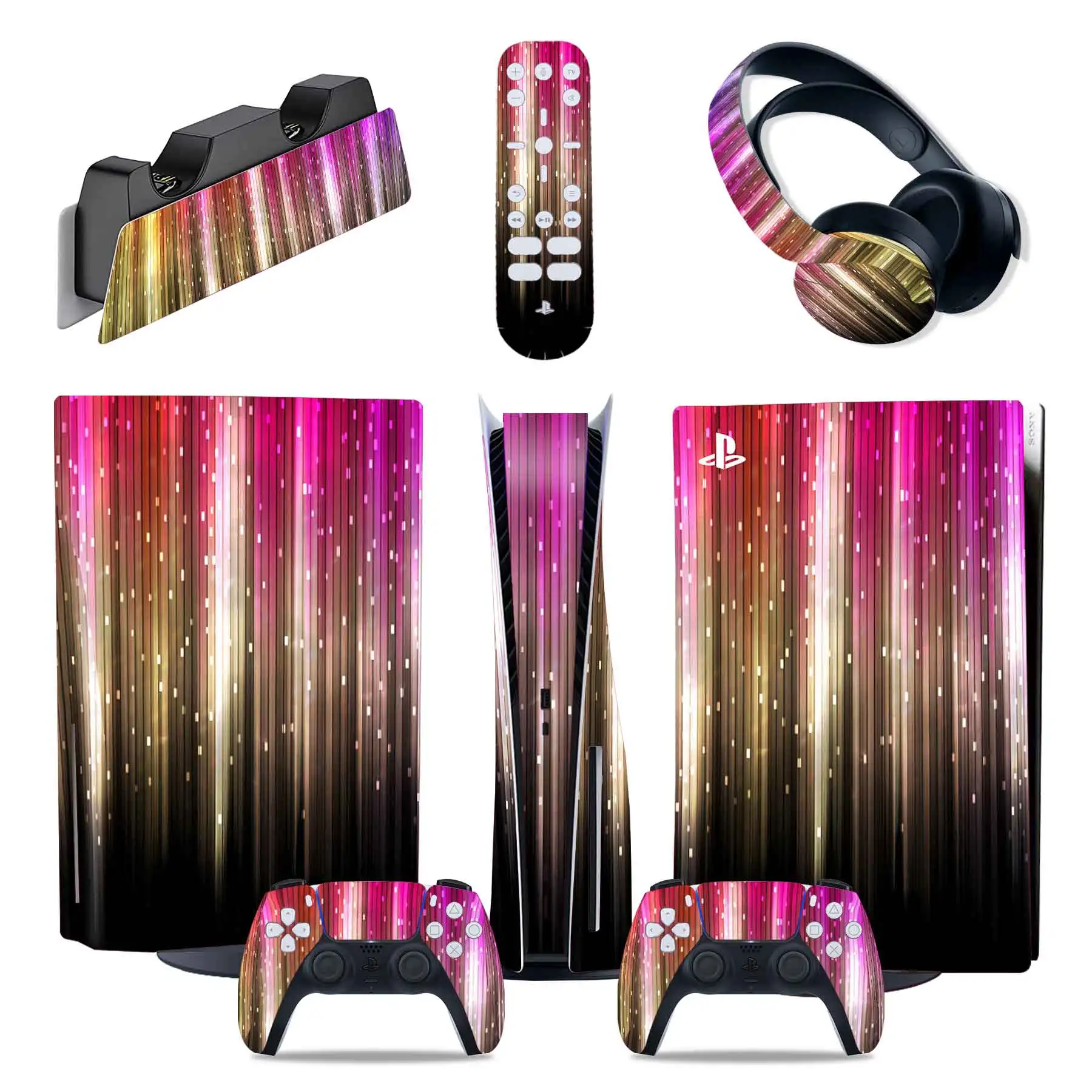 

PS5 Skin Sticker for Console and 2 Controllers Full Wrap Vinyl Decal Protective Cover Faceplate #0719