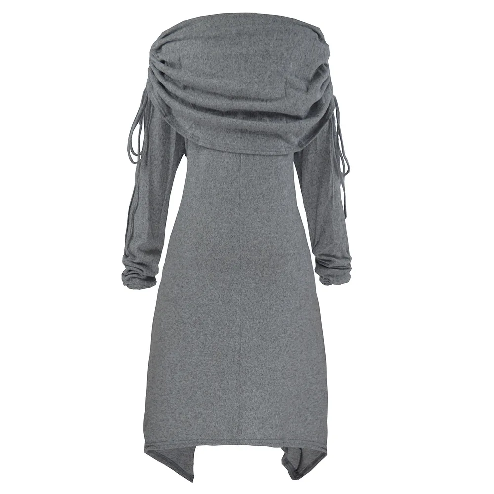 

Plus size women long sleeve dress Christmas tree Print pleated lady dresses collar long drawstring autumn winter knitted dress
