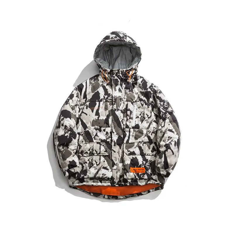 

Мужское хлопковое пальто с капюшоном, в стиле ретро, хип-хоп, зимнее, плотное, теплое