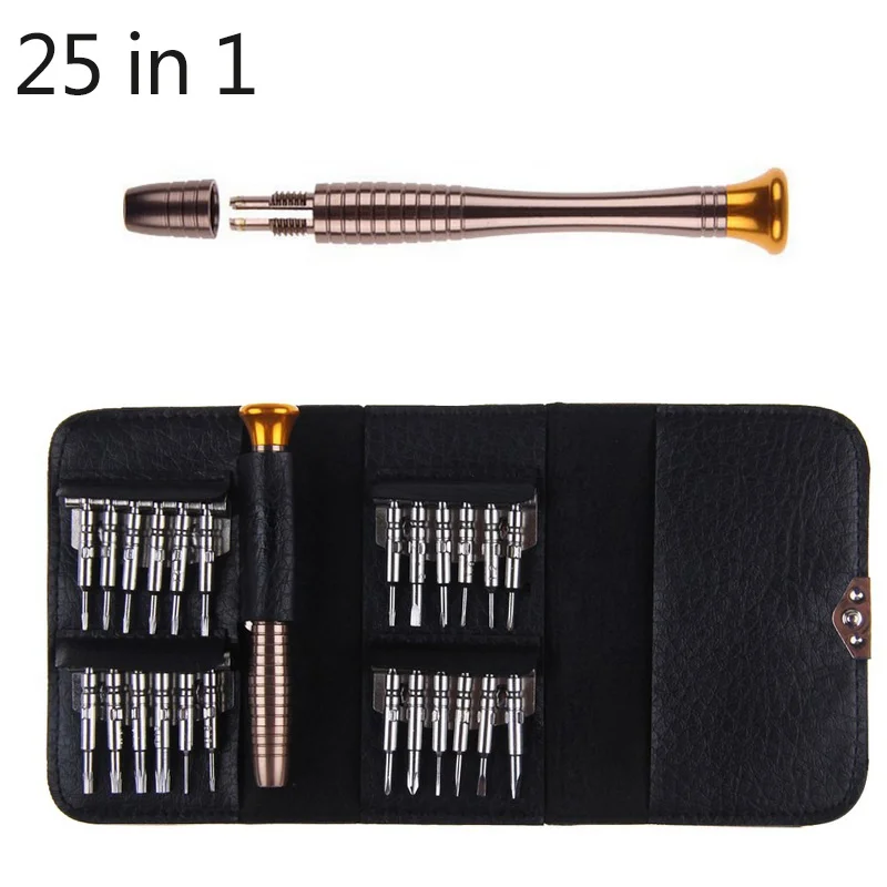 25 In 1 Screwdriver Кожаный чехол 25 в 1 отвертки Torx Набор инструментов для ремонта мобильных телефонов набор многофункциональных ручных инструментов для Iphone Watch Tablet PC - Цвет: 25 In 1 Screwdriver